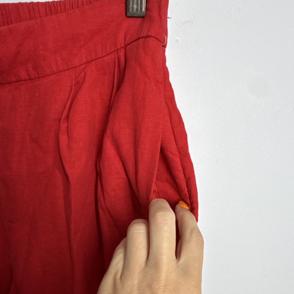 A New Day Womens XS Red Solid Wide-Leg Pull-On Pants Elastic Waist Pleated - Picture 5 of 8